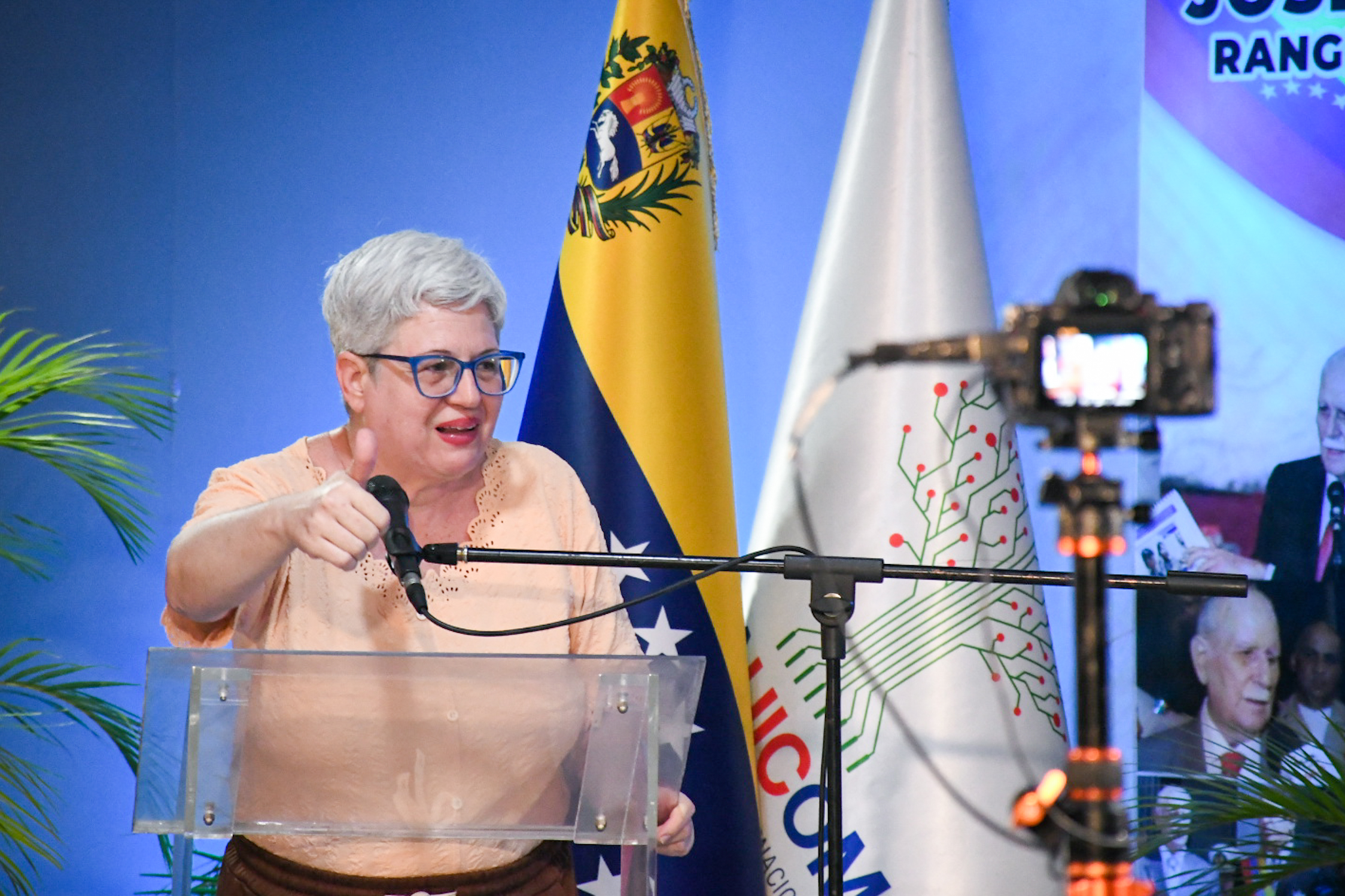 Alexandra Mulino en videoconferencia en LAUICOM con pulgar hacia arriba