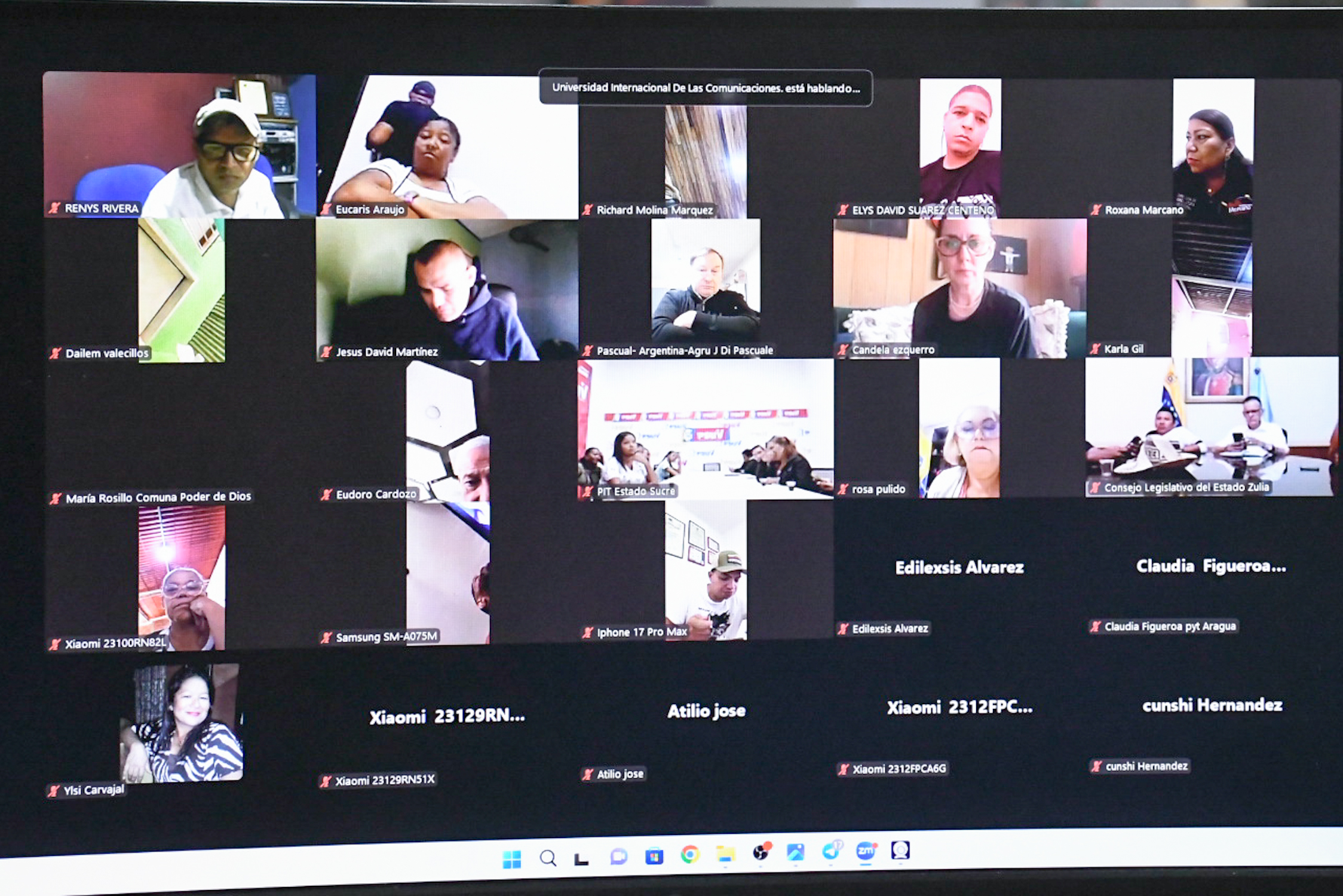 Participantes zoom en videoconferencia sobre soberanía y marxismo en lauicom